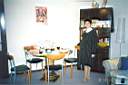 Banu before breakfast at home.